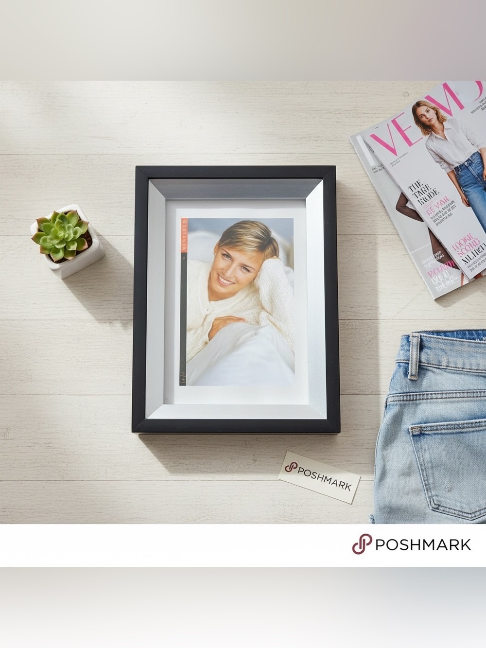 Black 4x6 Shadow Box Picture Frame With White Mat Glass Front